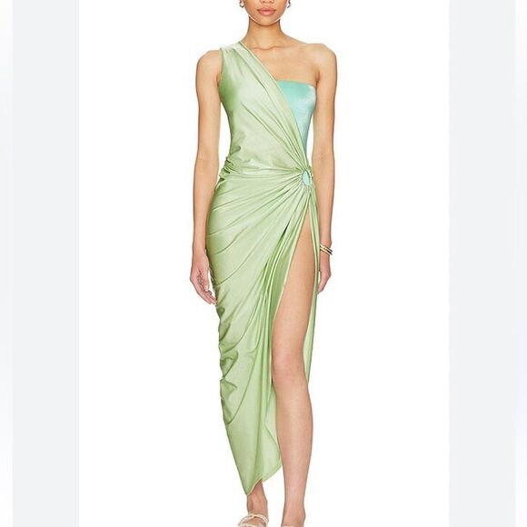 NWT Baobab Nikka Dress menta green midi beach spandex cut out Revolve L - Picture 1 of 10